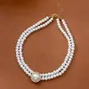 Collar de Perlas Vintage de Lujo Ligero Estilo Francés, Cadena Geométrica Redonda Suave para Clavícula Inspirada en Chanel, Elegante Accesorio Estilo Hepburn
