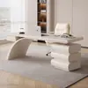 Mesa de Madeira Sólida Cor Creme Moderna de Luxo Leve Estilo Francês para Uso Doméstico em Apartamentos Pequenos, Mesa de Escritório para Computador de Designer de Ponta