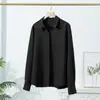 Camisa Nueva de Tencel Estilo Old Money para Mujer Otoño e Invierno, Capa Interior Espesa de Acetato, Camisa en Capas, Chaqueta Superior Negra de Manga Larga