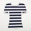 Tejido de algodón de punto de rayas anchas hecho a medida, punto jersey elástico, adecuado para ropa de mujer de primavera y verano y ropa de casa
