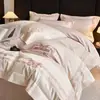 Conjunto de quatro peças de algodão de fibra longa de Xinjiang de alta qualidade, cor nude para dormir, capa de edredom bordada 100% algodão puro, roupa de cama