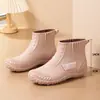 Botas de lluvia nuevas de caña corta para mujer, impermeables, a la moda, adecuadas para usar al aire libre, forradas de forro polar para abrigar, antideslizantes, ligeras e ideales para uso en la cocina