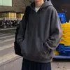 Sudadera cárdigan de color liso para hombre, estilo primavera/otoño, marca trendy americana, forrada de polar para abrigar, chaqueta con capucha, prenda para pareja, ropa de abrigo de otoño