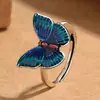 Anillo de Mariposa Abierto de Esmalte Cloisonné de Moda para Mujer, Diseño de Nicho de Plata Tailandesa, Anillo Ajustable Creativo para Dedo Índice