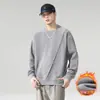 Moletom de manga comprida resistente estilo americano para homens, novo modelo outono 2026, design diagonal, casual e versátil, blusa de manga comprida com gola redonda