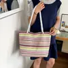 Bolso Tejido Arcoíris de Alta Apariencia para Mujer 2026 Verano Nuevo Estilo Estilo Vacacional Bolso de Playa Gran Capacidad Bolso de Hombro Casual
