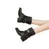 Bota de mujer de tacón grueso negro, nuevo estilo otoño 2026, bota alta para montar con hebilla de cinturón vaquero occidental