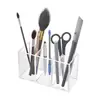 Organizador de Canetas Transparente de Plástico com 3 Compartimentos, Suporte de Mesa para Material de Escritório, Utensílios, Maquiagem e Uso Doméstico
