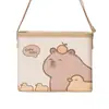 Bolsa de almacenamiento para coche Blue Rain, organizador de coche de cuero con temática de capibara, diseño de dibujos animados lindo y fácil de limpiar, bote de basura para coche