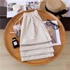 Pantalones de Arroz Pegajoso a Rayas para Mujer Primavera y Otoño Nuevo Cintura Alta Dosificación Tejido de Punto Pierna Ancha Recto Suelto Casual Pantalones para Hombres Pequeños