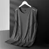Chaleco de seda de hielo para hombre, camiseta de verano de secado rápido con mangas cortas de malla sin mangas, camiseta de gran tamaño para hombre, manga deportiva holgada con vallas
