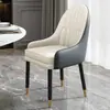 Silla de comedor de madera maciza, adecuada para mesas y sillas de isla de restaurante, simple y moderna, cuero genuino de alta calidad, duradera, silla de estilo hotelero de lujo ligero con respaldo
