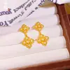 Collar de Flor de Iris de Cuatro Hojas Chapado en Oro Estilo Antiguo, Set de Pendientes y Anillo Florales Retro Franceses para Mujer