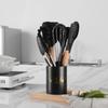 Set de diez utensilios de cocina de silicona negra con antiadherente Negro almacenamiento silicona suave espátula de cocina cuchara juego de herramientas