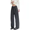 Calça listrada larga estilo retrô japonês, unissex, versátil, com um design de cinto simples e uma silhueta casual de pernas longas