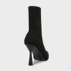 Botas Meia Za 2024 Outono Novos Sapatos Femininos Tecido Preto Botas Elásticas Bico Fino Salto Agulha Botas Curtas Botas de Salto Alto Femininas