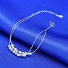 Qiao Lan Xuan Ri Estilo Coreano Fashionável Prata Elegante Simples Camada Dupla 16 Contas Pulseira Tornozeleira Feminina Feita à Mão