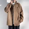 Camisa retro americana con textura de bambú para hombre, estilo primavera y otoño, corte holgado, camisa casual de pana de moda