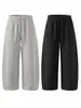 Pantalones de chándal texturizados estilo americano para hombre, corte relajado para hombre, pantalones largos casuales holgados y fluidos de pierna ancha
