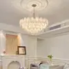 Lustre de sala de estar de luxo leve e elegante estilo francês, lustre de cristal de quarto na cor creme, luminária de jantar nova de alta qualidade na cor rosa