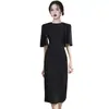 Comercio Exterior Mujer Verano 2024 Estilo Coreano Moda Elegante Elegante Adelgazante Estilo Dama Super Ajuste Delgado Vestido Midi Liso
