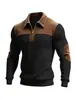 Camisa Polo de Pana Casual de Manga Larga a Rayas y Bloques de Color para Hombre, Nueva Colección Primavera y Otoño, Transfronteriza Europea y Americana de Amazon