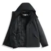 Jaqueta externa três em um para homens e mulheres, conjunto de duas peças destacável de plumas e fleece, roupa de trabalho quente para outono e inverno