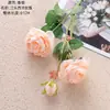 Fabricante de Flores Artificiais Estilo Europeu com Núcleo Envolto, 3 Cabeças de Peônia e Rosas Ocidentais, Decoração de Casa, Parede de Casamento, Flores Falsas, Estilo Ins, Transfronteiriço
