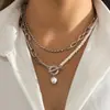 Joias Transfronteiriças Europeias e Americanas, Elegante Colar de Pérolas Irregulares Barrocas, Colar de Clavícula com Corrente Irregular Multicamadas para Mulheres