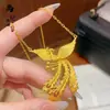 Tienda de Oro Mismo Estilo Arena Oro Danza del Fénix Nueve Días Collar Colgante para Mujer Pavo Real Boda Imitación Tres Oro Lujo Ligero Regalo para Novia