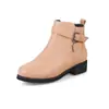 Botas Martin de Primavera, Otoño, Invierno, Botines Cortos de Punta Redonda de Comercio Exterior para Mujer, Tacón Bajo, Tacón Cuadrado, Tallas Extra Grandes 32-48, Botas para Mujer 1072