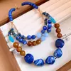 Collar de Resina con Piedra Ágata de Tres Capas y Perlas, Cadena de Clavícula Retro de Lujo Ligero de Gama Alta, Joyería Moderna y Versátil para Mujeres