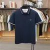 Camiseta Polo de Malha Stretch Algodão de Fibra Longa Xinjiang Leishibert Masculina Manga Curta Verão Respirável Não Amassa Camiseta Manga Curta