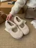 Sapatos de Lã de Cordeiro Retro com Elevação Interna de 4cm de Solado Grosso com Uma Linha de Pelo para Mulheres Usarem Fora no Outono e Inverno Quentes Totalmente Fechados Sapatos Birkenstock