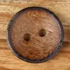 Botones de madera cóncavos, forma de cuenco, borde quemado, dos agujeros, para ropa infantil, prendas de abrigo de algodón y lino, botones de madera para chaquetas