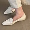 Mocasines de piel de oveja - elegantes y versátiles para el trabajo, con efecto adelgazante, diseño retro, estilo fácil de poner, zapatos pequeños de piel, punta cuadrada y tacón grueso