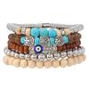 Amazon pulsera de cuentas hecha a mano de venta caliente transfronteriza para hombre estilo retro multicapa hilo elástico cuentas de madera concha de coco