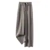 Pantalones de Lana 100% Pura de Pierna Ancha con Cintura Elástica y Cordón para Otoño e Invierno, Casual Holgado Versátil con Caída Rectos de Lana