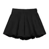 Shorts florales estilo coreano, voluminosos, versátiles para mujer, nueva colección verano 2026, cintura alta, pierna ancha, pantalones casuales, adecuados para figuras petite, color negro