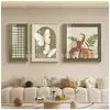 Fondo de Pared de Sofá de Sala de Estar Pintura Decorativa de Tres Piezas Estilo Moderno Simple Crema Mural Abstracto Fresco Simple Elegante Pintura de Pared
