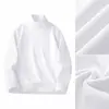 Camisa Básica Masculina Veludo Raposa Prateada Gola Meia-alta Outono e Inverno Forrada com Lã Espessada Gola Média Manga Longa Camiseta Roupa Íntima Quente