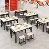 Mesa y sillas de comedor set bar de snacks restaurante mesa Luosifen rectangular comida rápida restaurante de barbacoa mesa de comedor mesa y taburete económicos