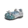 Zapatos de Princesa para Niñas Brillo Pedrería Zapatos Pequeños de Cuero 2026 Nuevos Zapatos Infantiles Zapatos de Cristal Planos Plateados Punta Redonda Mary Janes