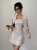 Conjunto de Duas Peças Feminino Outono e Inverno Novo Europeu e Americano Blazer Curto de Botão Único + Vestido Pequeno com Fragrância Retro Francês