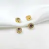 Cobre bañado en oro de alta retención de color incrustado con cuentas espaciadoras de circonita, cuentas planas, cuentas huecas de la fortuna, accesorios para joyería DIY, cuentas para pulsera y collar