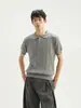 Polo de Punto de Manga Corta con Cuello Camisero Estilo Old Money para Hombre, Sensación de Lujo Ligero de Gama Alta, Adecuado para Vestir en Capas, Camiseta Deportiva Regular de Manga Media para Fitness