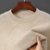 Novo Suéter de Lã Pura Masculino Gola Redonda Solto Jacquard de Losango Grande Suéter de Tricô para Base Outono e Inverno para Jovens e Meia-Idade 2025