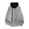 Moletom Oversized Masculino, Nova Moda Outono/Inverno, Moletom com Capuz Patchwork Color-Block, Camisa Base de Caimento Solto, Jaqueta, Top