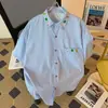 Camisa de verão masculina manga curta fina cor sólida casual tendência marca bonita camisa de cinco pontos jaqueta de verão tendência