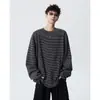 Nueva Camiseta Casual de Manga Larga a Rayas Estilo Retro Americano para Hombre Otoño/Invierno 2026 - Top de Punto a Rayas 260G Moderno